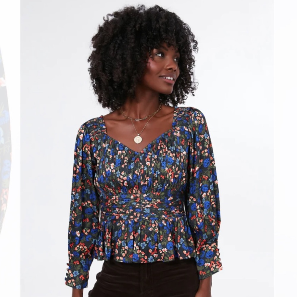 NWT Hunter Bell Black Floral Caro Top | Size 10